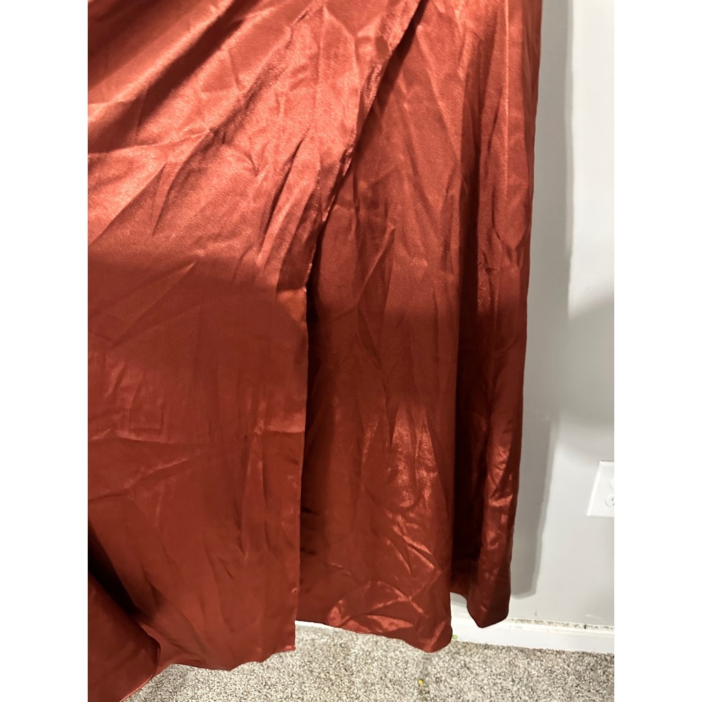 Chic Satin Rust Maxi Dress - Picture 4 of 10